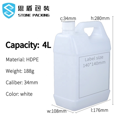 Thùng chứa hóa chất 4L 1 Gallon HDPE Jerry Can 176 * 108 * 280mm