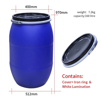 HDPE 55 Gallon Thùng chứa hóa chất bằng nhựa màu xanh da trời ISO9001