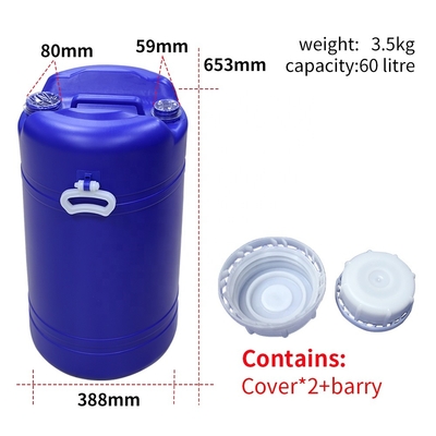 Thùng phuy nhựa HDPE màu xanh 60L 55 Gallon với tay cầm đàn hồi OEM ODM