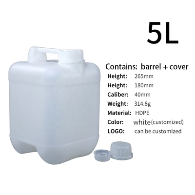 Chiều cao 265mm HDpe nhựa 5 lít Jerry Can Cỡ 40mm