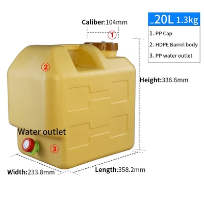 Giấm trái cây Thùng nước cắm trại 20 lít có vòi có nắp 1.3KG