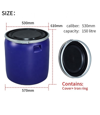 ISO9001 150L Thùng nhựa HDPE màu xanh lam 530 * 70 * 610mm Mức thực phẩm