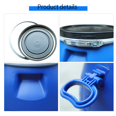 Nhựa tròn HDPE 100% Thùng hóa chất 120l màu xanh dương Mở đầu