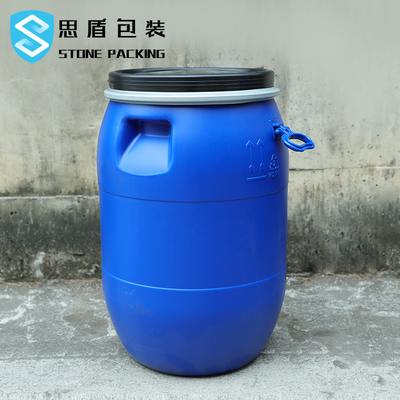Nhựa tròn HDPE 100% Thùng hóa chất 120l màu xanh dương Mở đầu