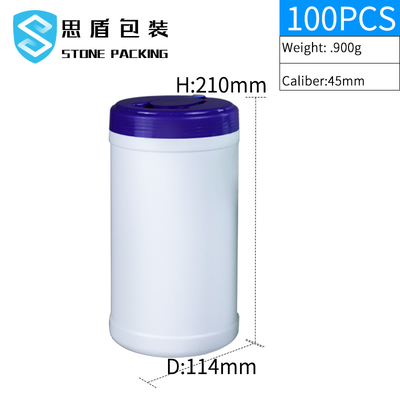 Nắp vặn mờ HDPE Khăn ướt Hộp nhựa 900g