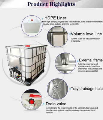Thép mạ kẽm DC53D IBC Nhựa Hóa chất Tote Bao bì lỏng